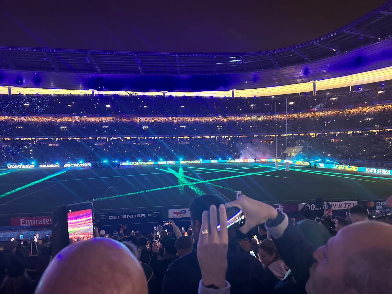 Springbok supporters celebrating together in a stadium